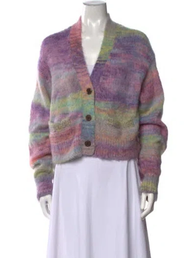Pre-owned Re/done Patterned V-neck Sweater In Purple