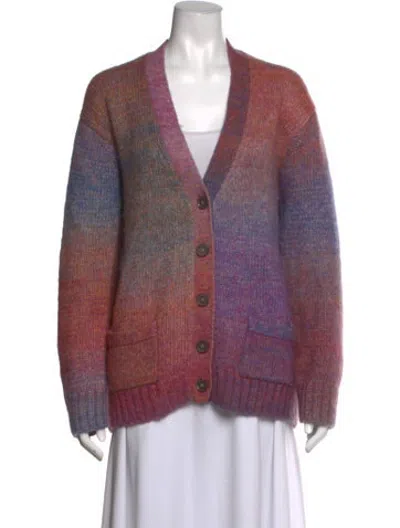 Pre-owned Re/done Patterned V-neck Sweater In Purple