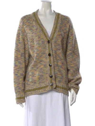 Pre-owned Re/done Patterned V-neck Sweater In Yellow