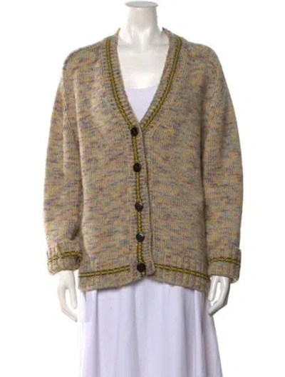 Pre-owned Re/done Patterned V-neck Sweater In Yellow