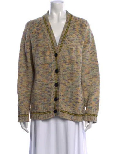 Pre-owned Re/done Patterned V-neck Sweater In Yellow