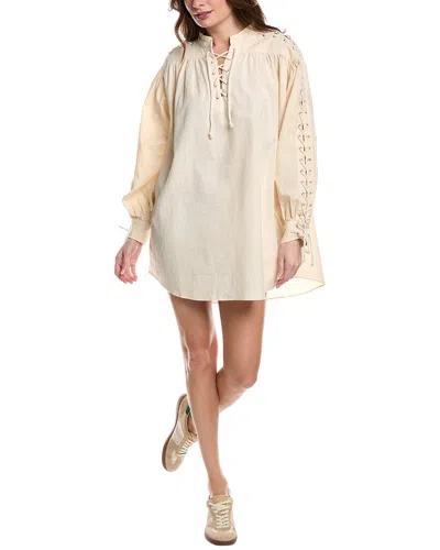 Re/done Pirate Linen-blend Mini Dress In Neutral