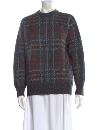 Pre-owned Re/done Plaid Print Crew Neck Sweater In Gray