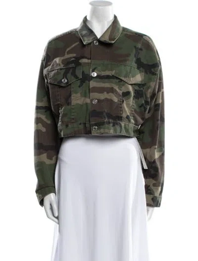 Pre-owned Re/done Plaid Print Denim Jacket In Green