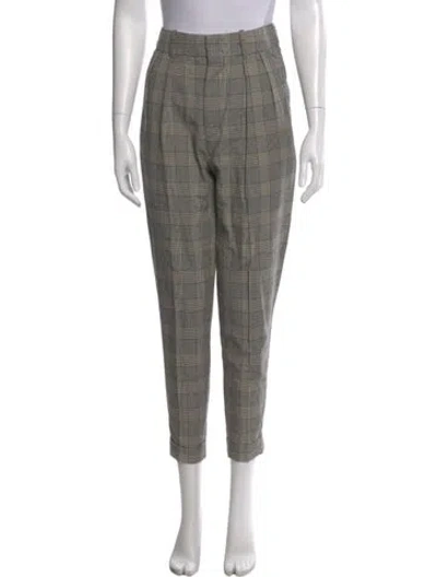 Pre-owned Re/done Plaid Print Straight Leg Pants In Gray