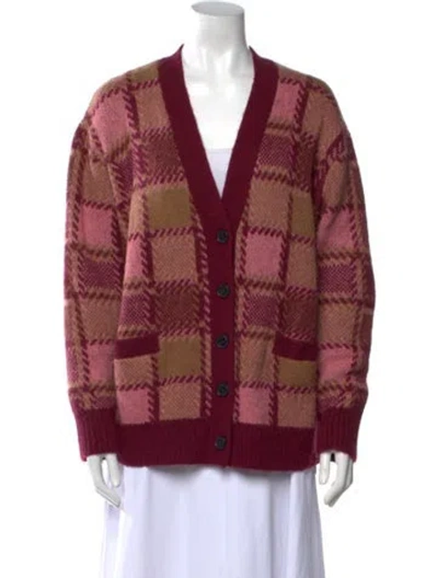 Pre-owned Re/done Plaid Print V-neck Sweater In Red