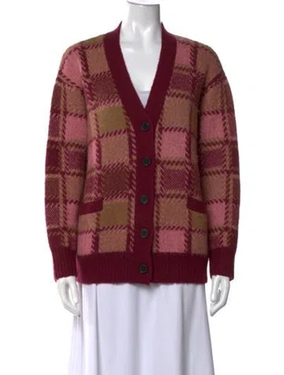Pre-owned Re/done Plaid Print V-neck Sweater In Red
