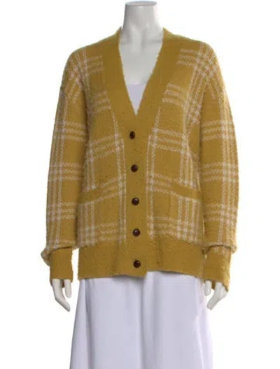 Pre-owned Re/done Plaid Print V-neck Sweater In Yellow