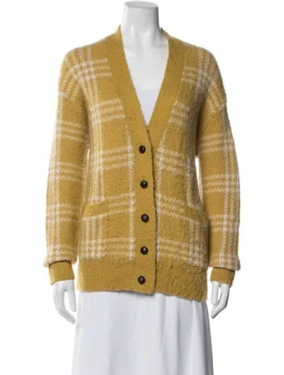 Pre-owned Re/done Plaid Print V-neck Sweater In Yellow