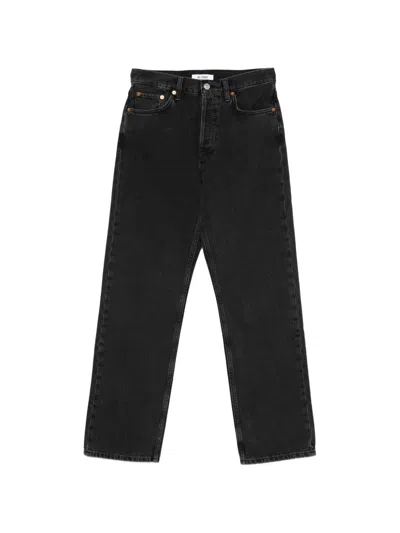 Re/done Pocketed Straight-leg Jeans In Black