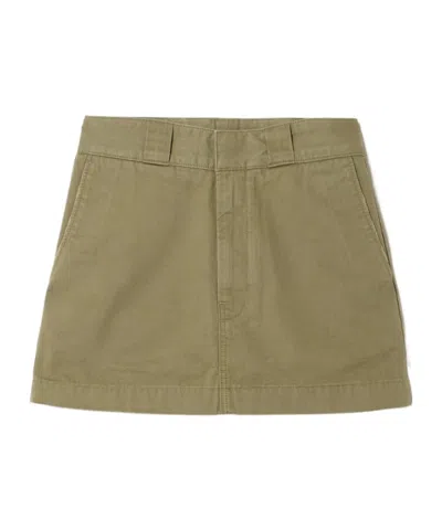Re/done Pockets Cotton Mini Skirt In Green