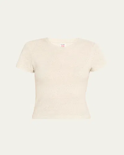 Re/done Pointelle 90s Baby Tee In Neutral