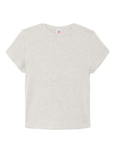 Re/done Pointelle Short-sleeve Tee In Gray