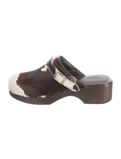 Pre-owned Re/done Ponyhair Animal Print Mules In Multi
