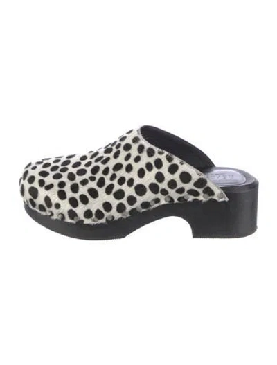 Pre-owned Re/done Ponyhair Polka Dot Print Mules In White