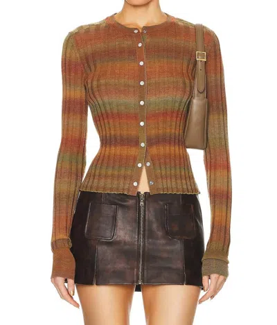 Re/done Poor Boy Rib Slim Cardigan In Bayleaf Combo In Multi