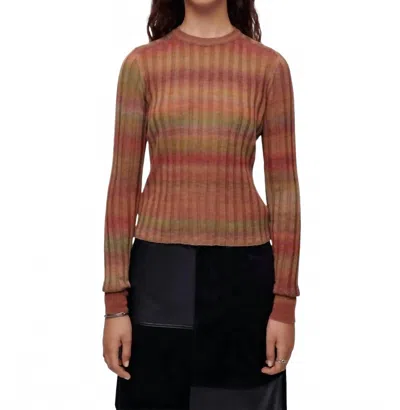 Re/done Poor Boy Rib Slim Pullover In Bayleaf Combo In Brown