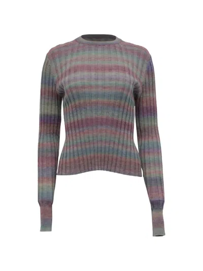 Pre-owned Re/done Poor Boy Rib-knit Sweater In Purple