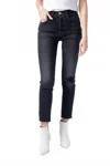 Re/done Power Stretch High Rise Ankle Crop Jeans In Lived-in Black In Black
