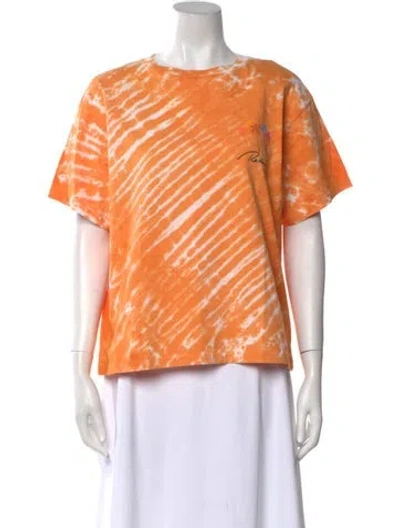 Pre-owned Re/done Printed Bateau Neckline Top W/ Tags In Orange