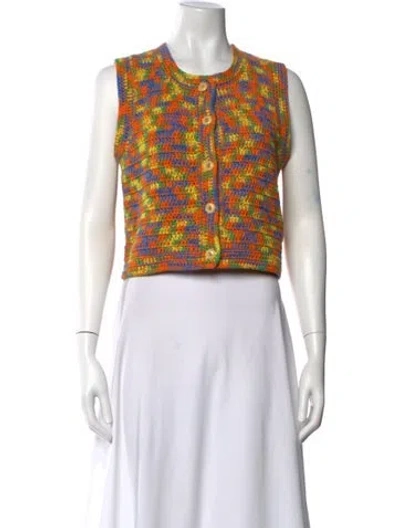 Pre-owned Re/done Printed Crew Neck Sweater In Orange