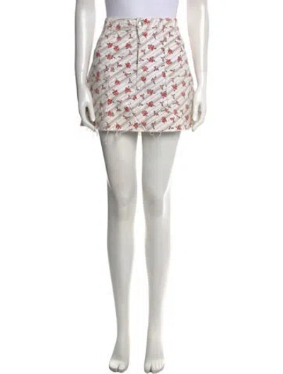 Pre-owned Re/done Printed Mini Skirt In White