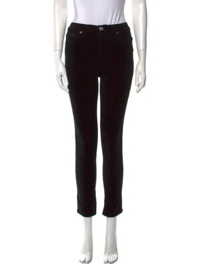 Pre-owned Re/done Printed Skinny Leg Pants In Black