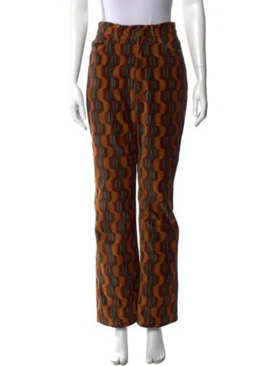 Pre-owned Re/done Printed Straight Leg Pants In Brown