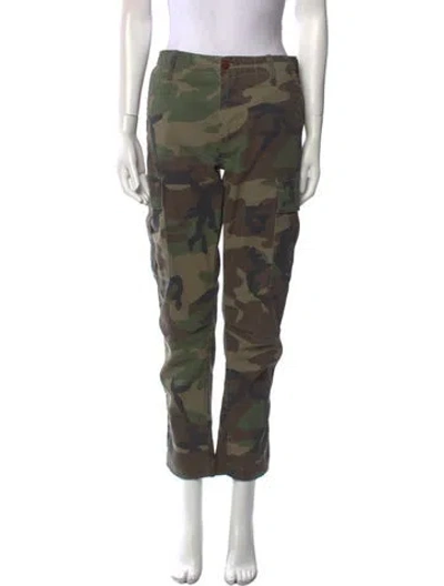 Pre-owned Re/done Printed Straight Leg Pants In Green