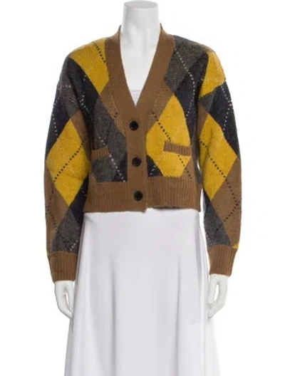 Pre-owned Re/done Printed V-neck Sweater In Brown