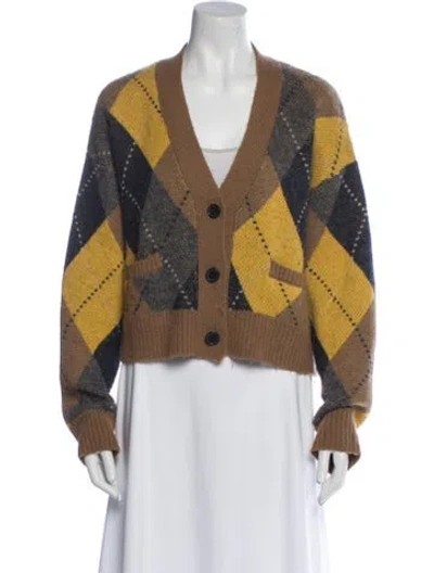 Pre-owned Re/done Printed V-neck Sweater In Brown