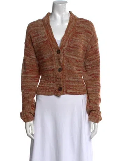 Pre-owned Re/done Printed V-neck Sweater In Brown