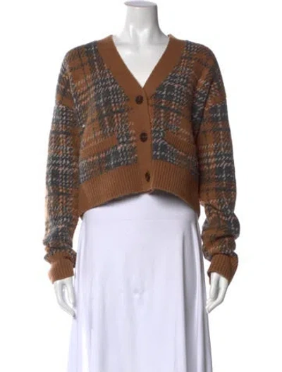 Pre-owned Re/done Printed V-neck Sweater In Brown