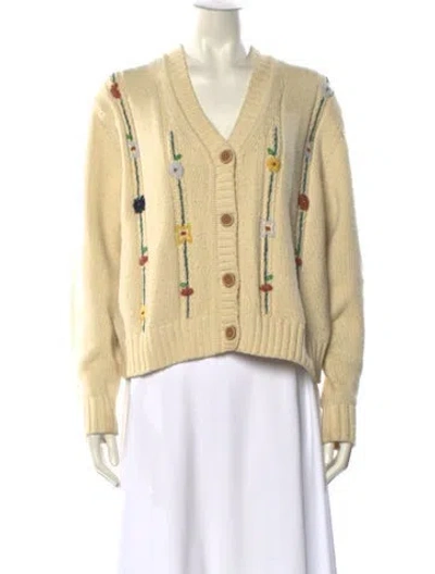 Pre-owned Re/done Printed V-neck Sweater In Neutral