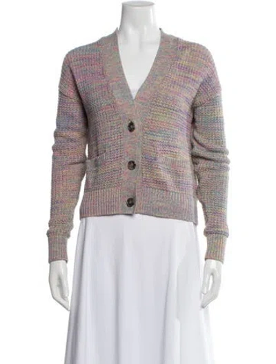 Pre-owned Re/done Printed V-neck Sweater In Purple