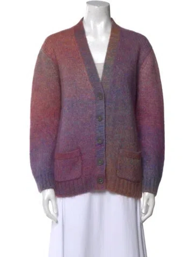 Pre-owned Re/done Printed V-neck Sweater In Purple