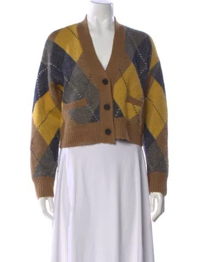 Pre-owned Re/done Printed V-neck Sweater In Purple