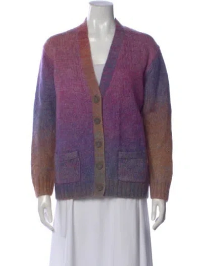 Pre-owned Re/done Printed V-neck Sweater In Purple