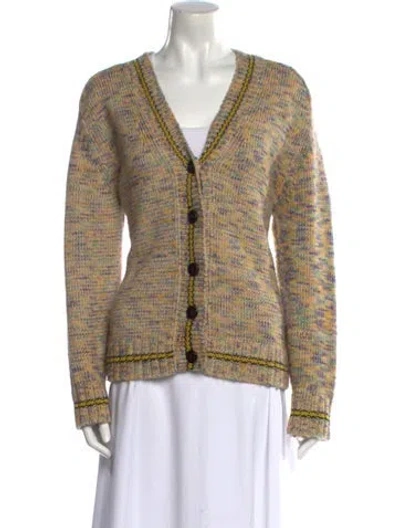 Pre-owned Re/done Printed V-neck Sweater In Yellow