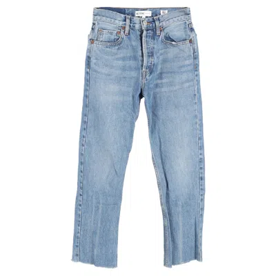 Re/done Raw Hem Straight-leg Jeans In Blue Cotton Denim