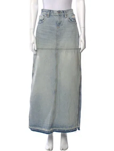 Pre-owned Re/done Raw-edge Trim Long Skirt In Blue