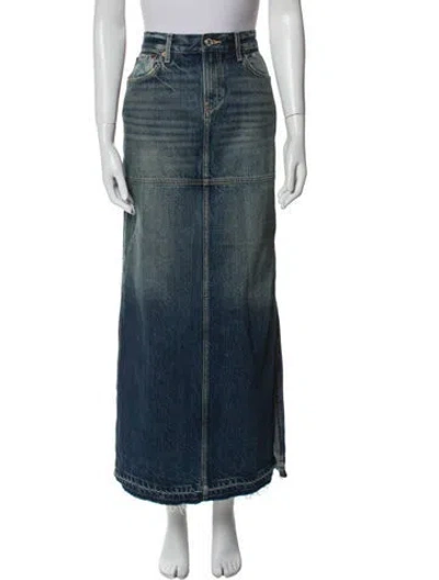 Pre-owned Re/done Raw-edge Trim Midi Length Skirt W/ Tags In Blue