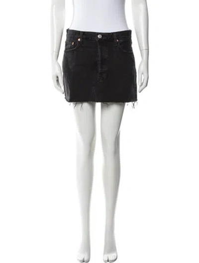 Pre-owned Re/done Raw-edge Trim Mini Skirt In Black
