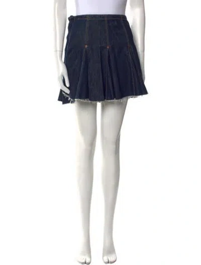 Pre-owned Re/done Raw-edge Trim Mini Skirt In Blue