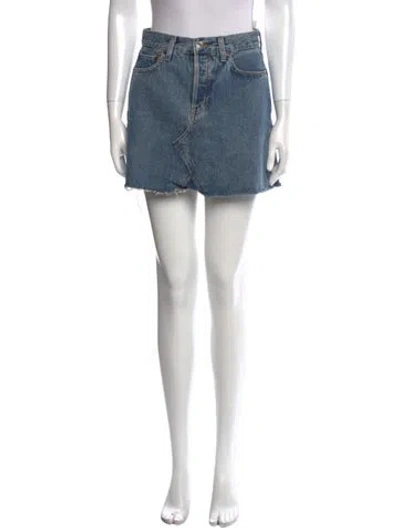 Pre-owned Re/done Raw-edge Trim Mini Skirt In Blue
