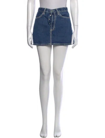 Pre-owned Re/done Raw-edge Trim Mini Skirt In Blue