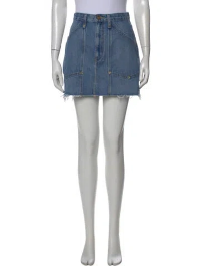 Pre-owned Re/done Raw-edge Trim Mini Skirt In Blue