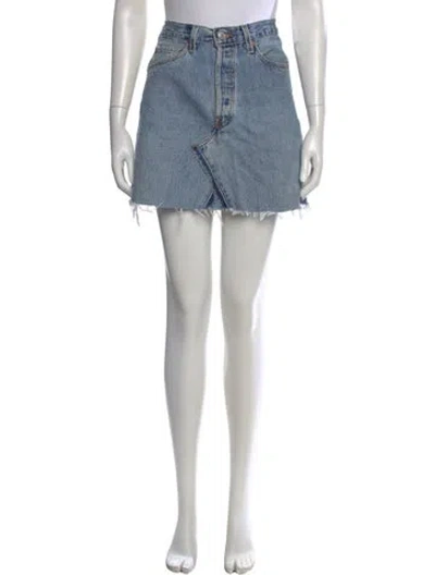 Pre-owned Re/done Raw-edge Trim Mini Skirt In Blue