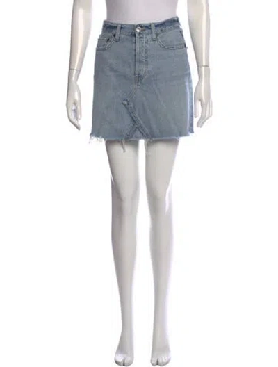 Pre-owned Re/done Raw-edge Trim Mini Skirt In Blue