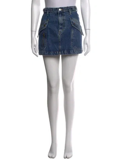 Pre-owned Re/done Raw-edge Trim Mini Skirt In Blue